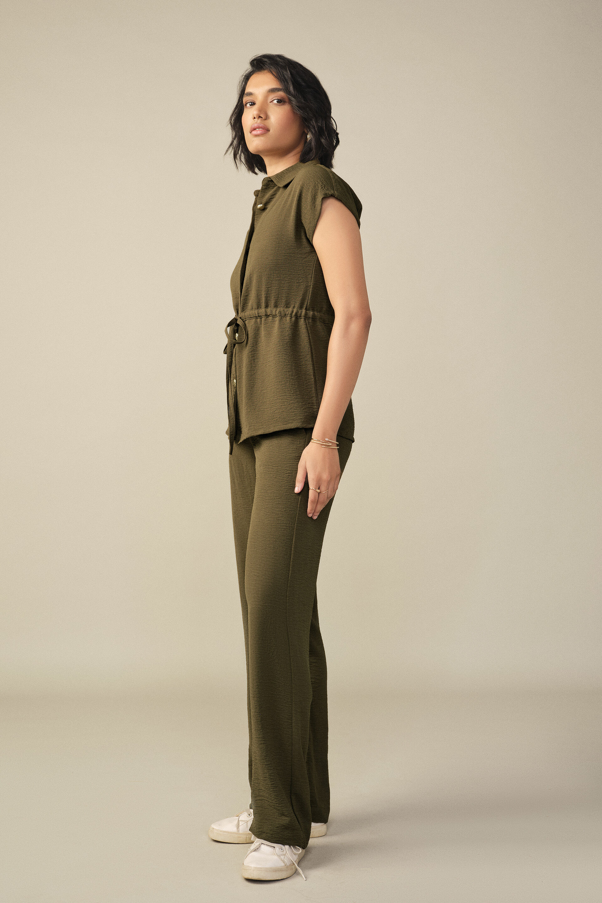 Tie-up Co-ord in Olive, Olive, image 5